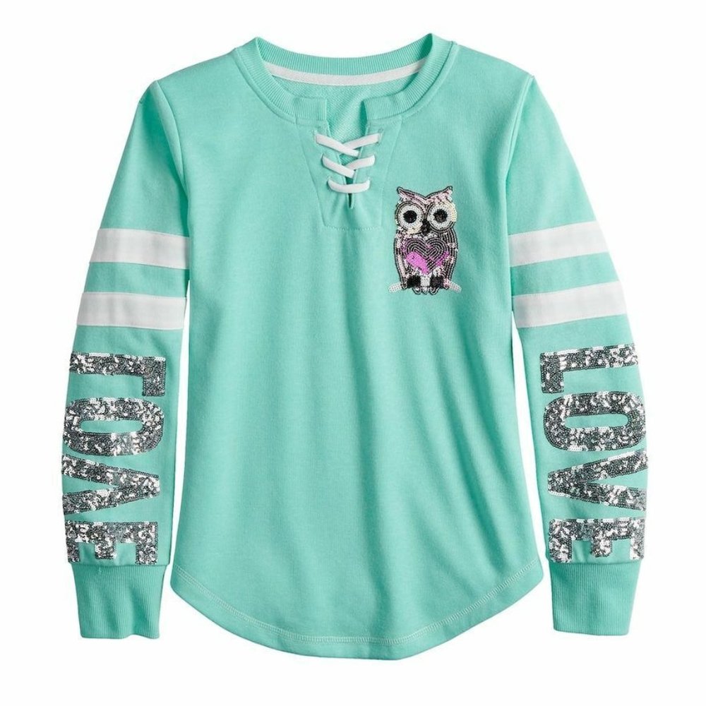 Girl's Plus Size Miss Chievous Lace Up Sequined Graphic Sweatshirt - XXL Plus